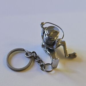 Silver Miniature Fishing Reel Keychain